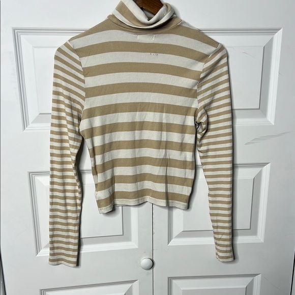 Madewell Striped Tan and White Turtleneck Top Size large - Picture 3 of 5
